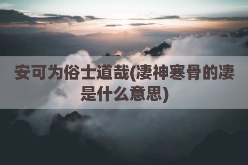 安可为俗士道哉(凄神寒骨的凄是什么意思)