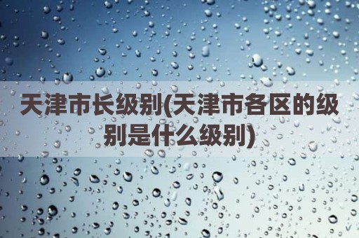 天津市长级别(天津市各区的级别是什么级别)
