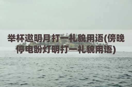 举杯邀明月打一礼貌用语(傍晚停电盼灯明打一礼貌用语)