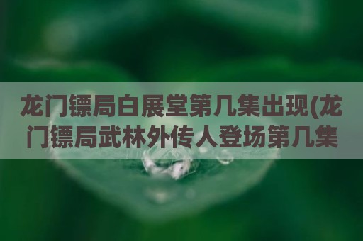 龙门镖局白展堂第几集出现(龙门镖局武林外传人登场第几集)