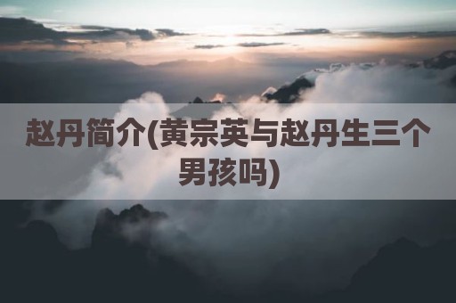 赵丹简介(黄宗英与赵丹生三个男孩吗)