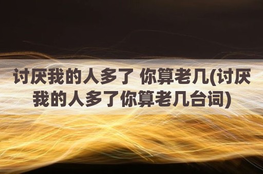 讨厌我的人多了 你算老几(讨厌我的人多了你算老几台词)
