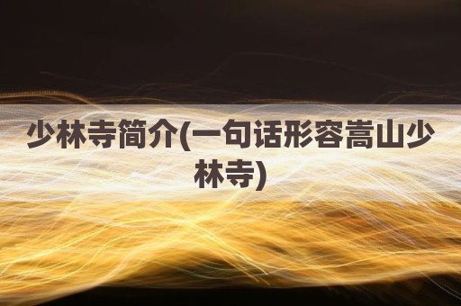 少林寺简介(一句话形容嵩山少林寺)