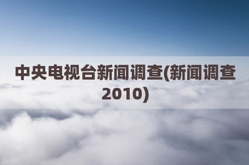 中央电视台新闻调查(新闻调查2010)