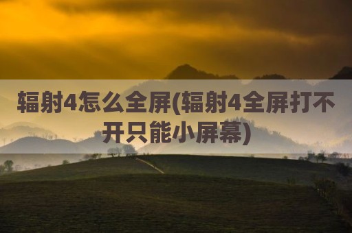 辐射4怎么全屏(辐射4全屏打不开只能小屏幕)
