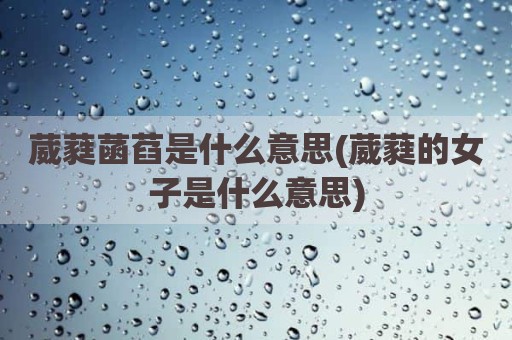 葳蕤菡萏是什么意思(葳蕤的女子是什么意思)