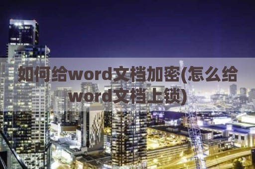 如何给word文档加密(怎么给word文档上锁)