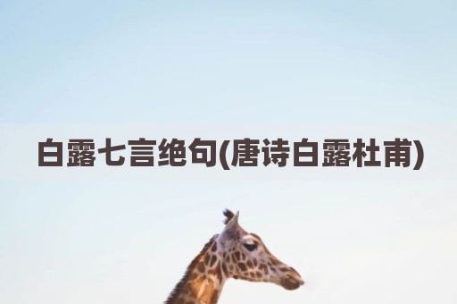 白露七言绝句(唐诗白露杜甫)