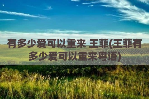 有多少爱可以重来 王菲(王菲有多少爱可以重来粤语)