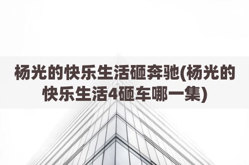 杨光的快乐生活砸奔驰(杨光的快乐生活4砸车哪一集)