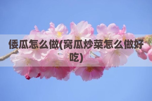 倭瓜怎么做(窝瓜炒菜怎么做好吃)