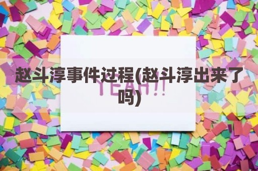 赵斗淳事件过程(赵斗淳出来了吗)