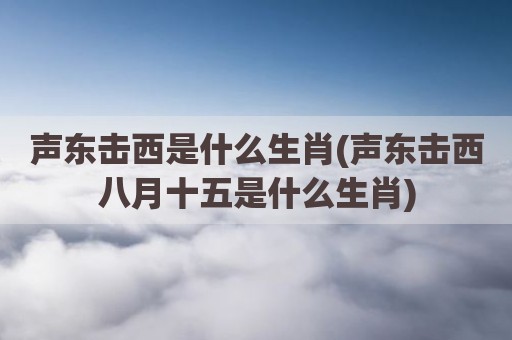 声东击西是什么生肖(声东击西八月十五是什么生肖)