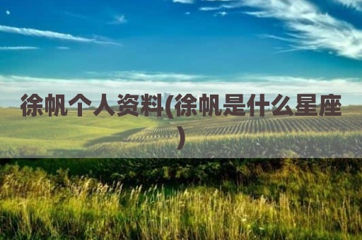 徐帆个人资料(徐帆是什么星座)