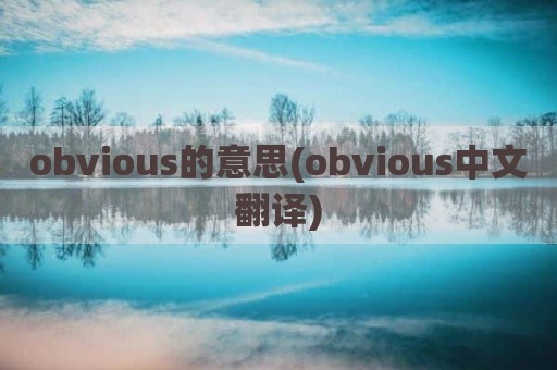 obvious的意思(obvious中文翻译)