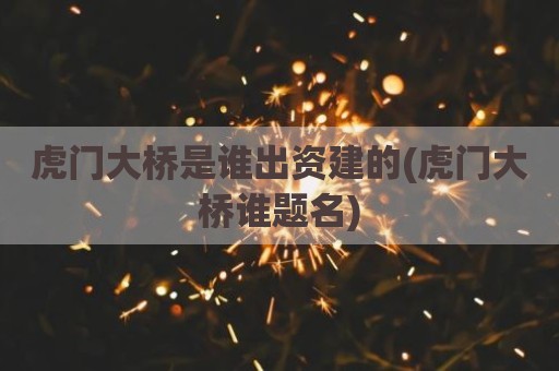 虎门大桥是谁出资建的(虎门大桥谁题名)
