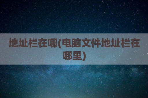 地址栏在哪(电脑文件地址栏在哪里)