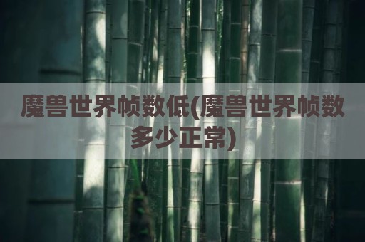 魔兽世界帧数低(魔兽世界帧数多少正常)