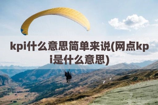 kpi什么意思简单来说(网点kpi是什么意思)