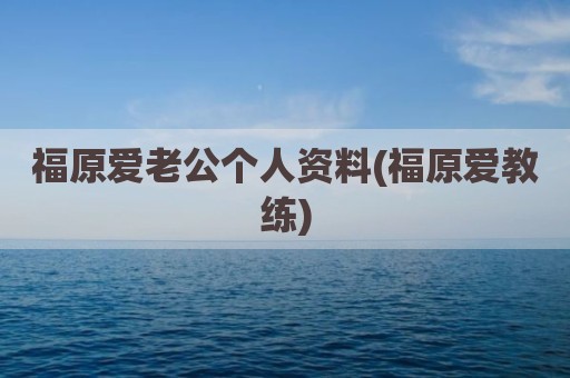 福原爱老公个人资料(福原爱教练)