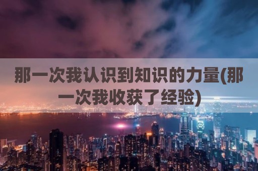那一次我认识到知识的力量(那一次我收获了经验)