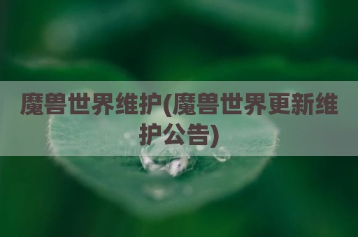 魔兽世界维护(魔兽世界更新维护公告)