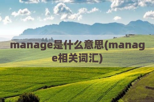 manage是什么意思(manage相关词汇)