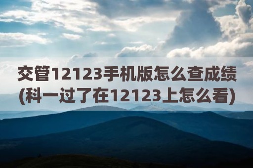 交管12123手机版怎么查成绩(科一过了在12123上怎么看)
