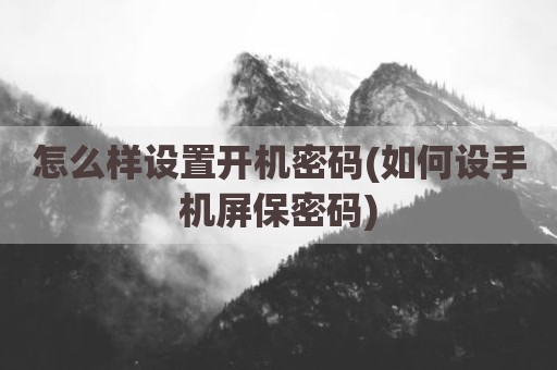 怎么样设置开机密码(如何设手机屏保密码)