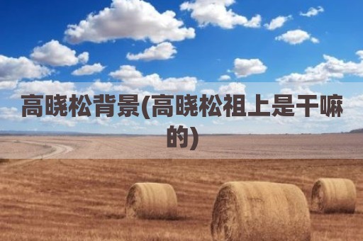 高晓松背景(高晓松祖上是干嘛的)
