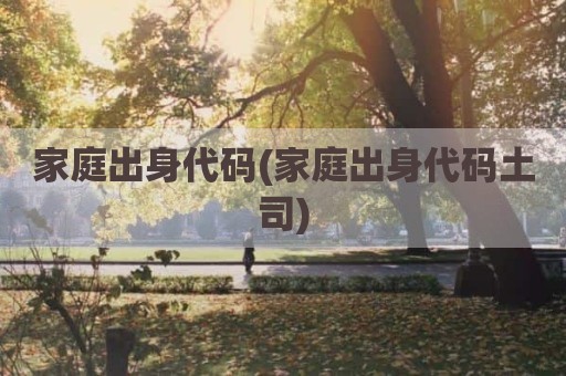 家庭出身代码(家庭出身代码土司)