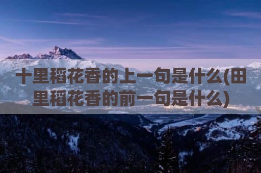 十里稻花香的上一句是什么(田里稻花香的前一句是什么)