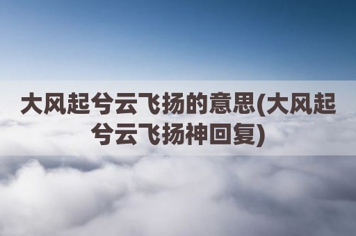 大风起兮云飞扬的意思(大风起兮云飞扬神回复)