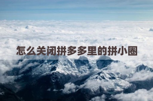怎么关闭拼多多里的拼小圈