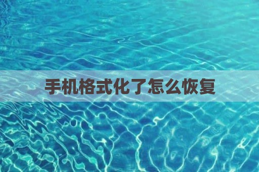 手机格式化了怎么恢复
