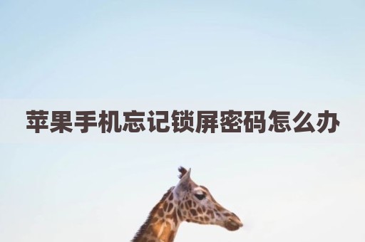 苹果手机忘记锁屏密码怎么办