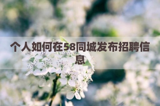 个人如何在58同城发布招聘信息