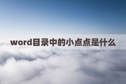 word目录中的小点点是什么