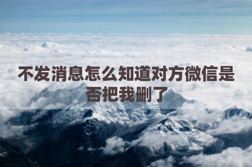 不发消息怎么知道对方微信是否把我删了