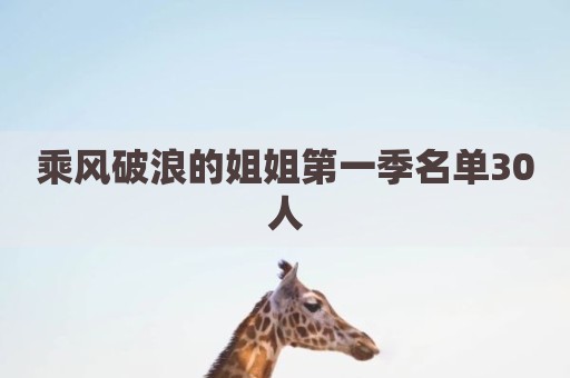 乘风破浪的姐姐第一季名单30人