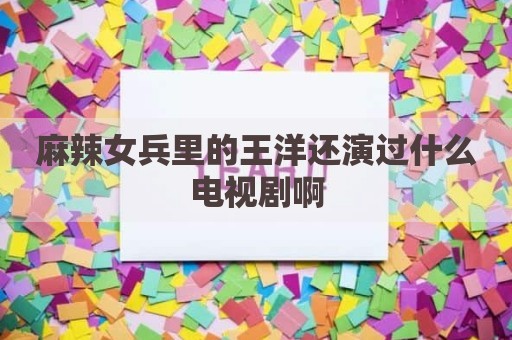 麻辣女兵里的王洋还演过什么电视剧啊