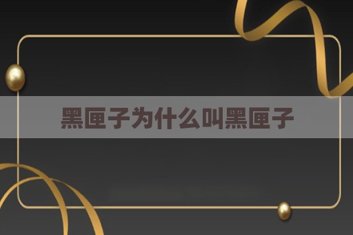 黑匣子为什么叫黑匣子