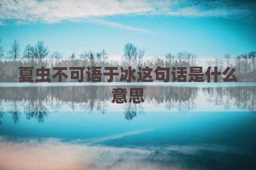 夏虫不可语于冰这句话是什么意思