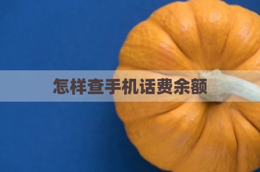 怎样查手机话费余额