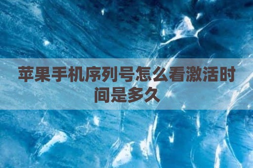 苹果手机序列号怎么看激活时间是多久