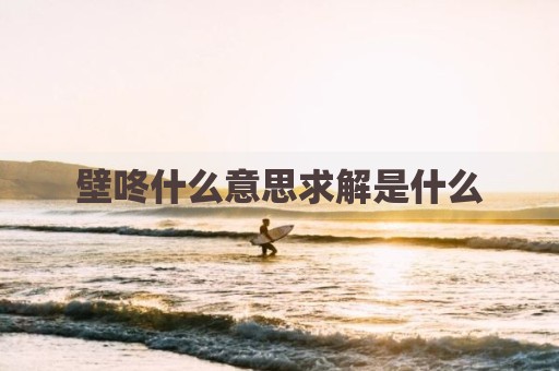壁咚什么意思求解是什么