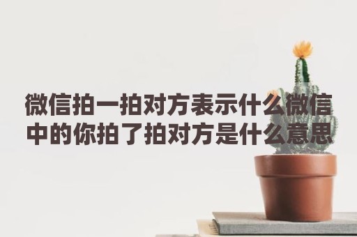 微信拍一拍对方表示什么微信中的你拍了拍对方是什么意思
