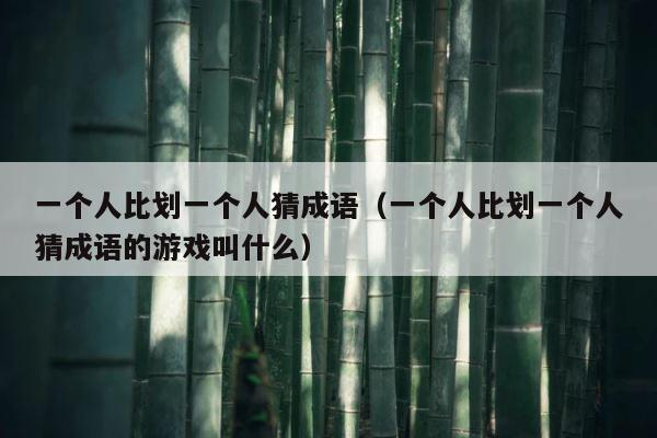 一个人比划一个人猜成语（一个人比划一个人猜成语的游戏叫什么） 第1张