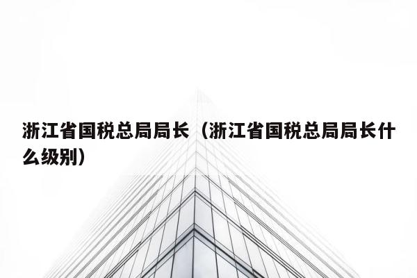 浙江省国税总局局长（浙江省国税总局局长什么级别） 第1张