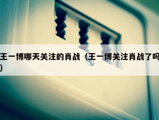 王一博哪天关注的肖战（王一博关注肖战了吗） 第1张